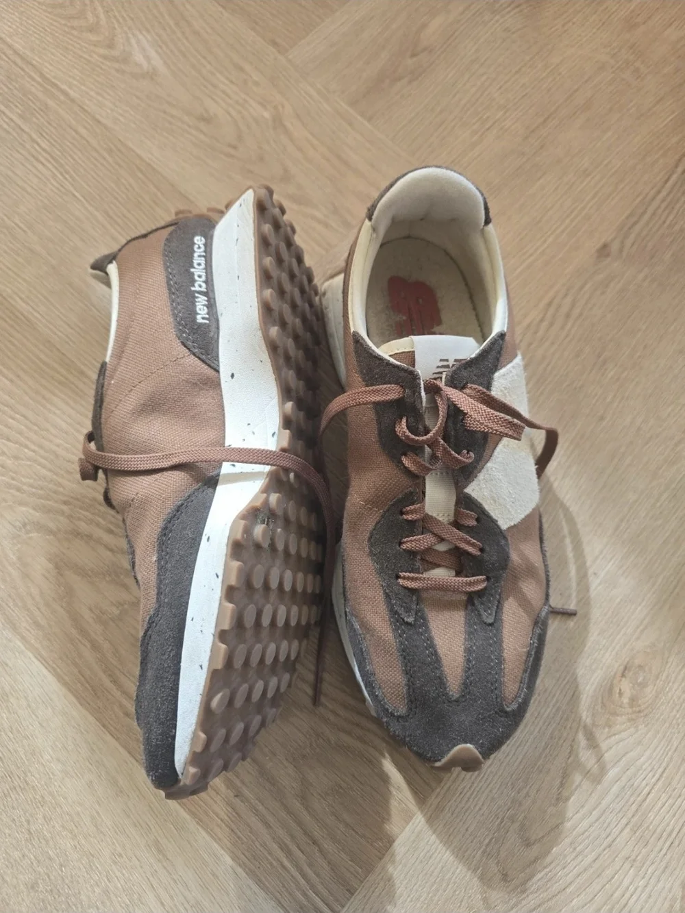 New Balance Brown and Tan Suede-Panel Sneakers